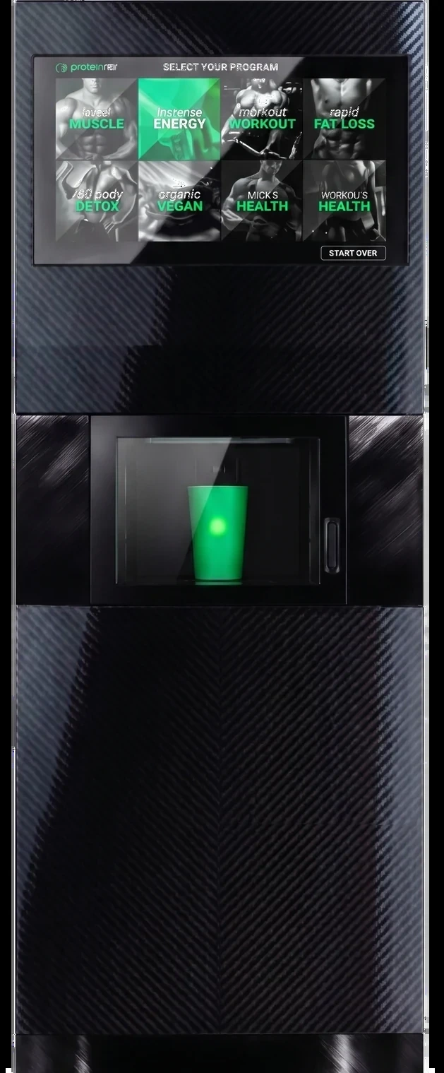Protein Pod vending machine, front view